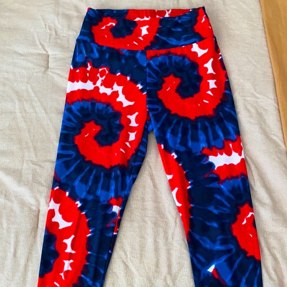 No Boundaries Pants - Red white and blue tie dye leggings